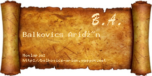 Balkovics Arián névjegykártya